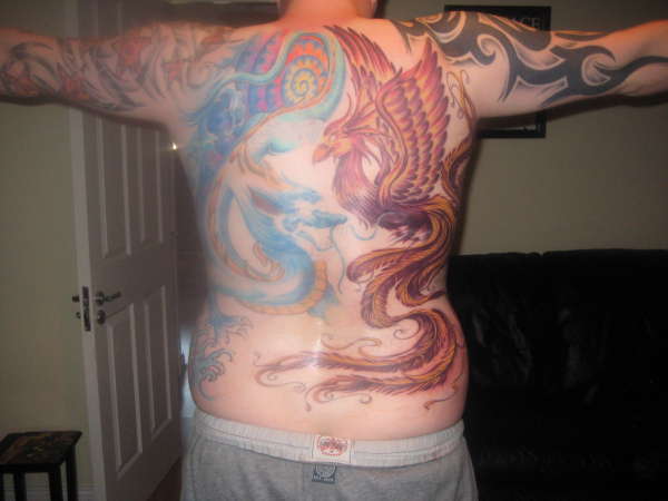 Dragon vs Phoenix tattoo