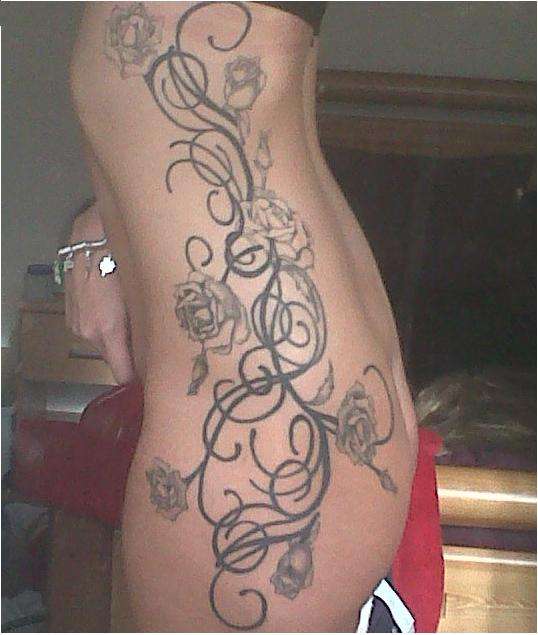 Rose and Vine Side Tattoo tattoo