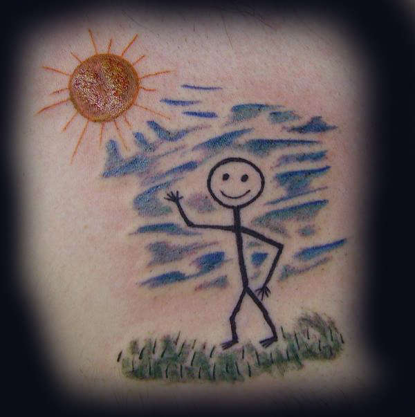 Stick man tattoo