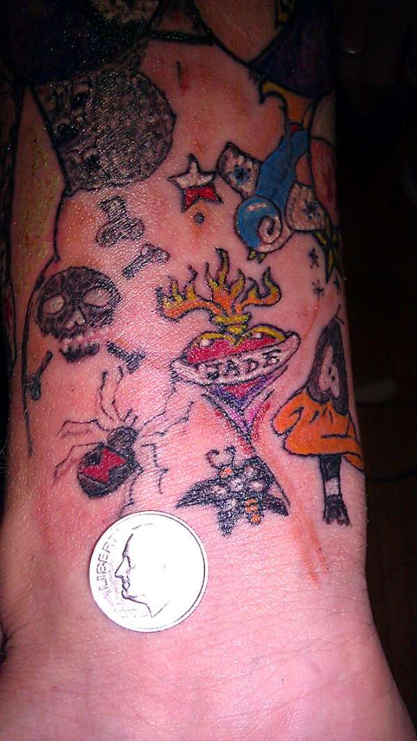 TattooInTattoo Suicide Girl w Sailor Jerry Death Moth tattoo