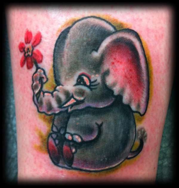 elephant cartoon tattoo