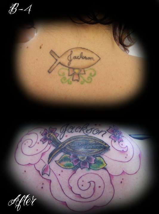 jesus fish re-work tattoo