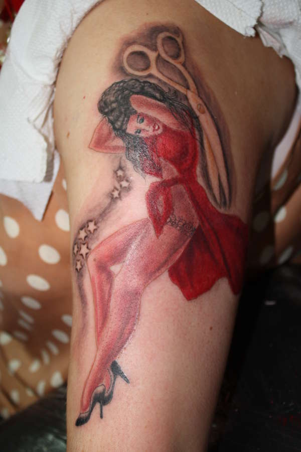 pin up scisors tattoo