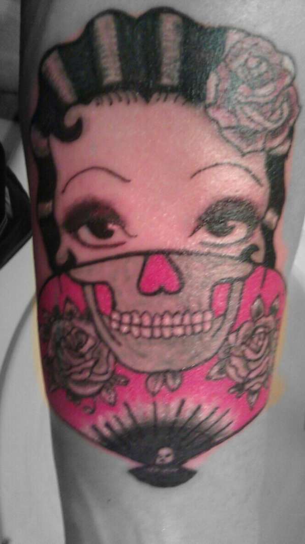 Best coolest Betty Boop skull tattoo kirasink pop color tattoo