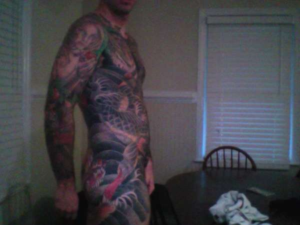 Black Koi/Waterfall/Dragon tattoo