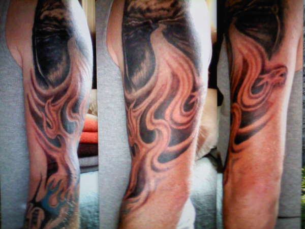 Flames, Road, Dragon tattoo