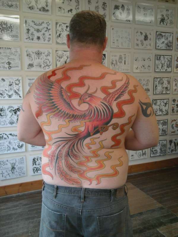 Full Back Pheonix tattoo