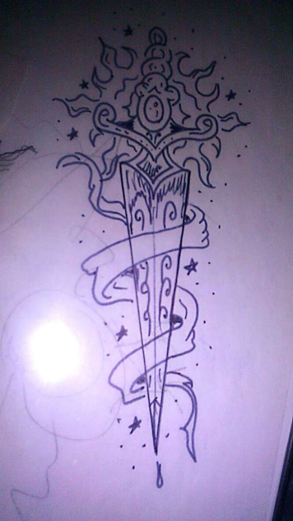 Sailor Jerry inspired Sword blade, custom flash by trickstattoo tattoo