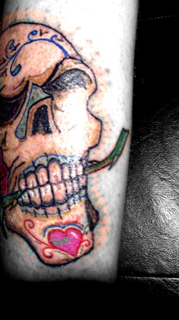 Trickstattoo Sugar Skull, pop color, best coolest neatest tattoo tattoo