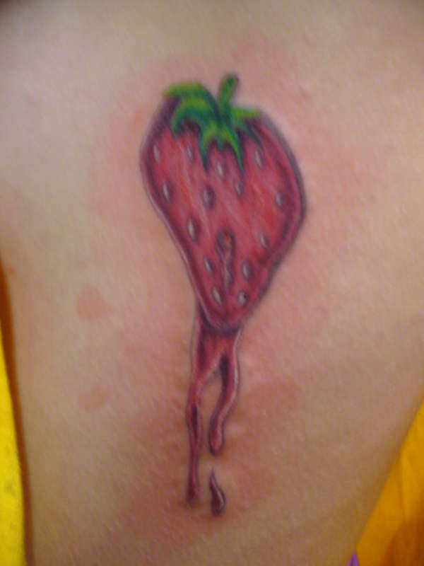 bleeding strawberry tattoo