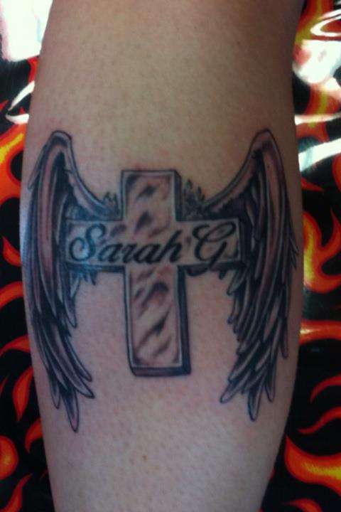winged cross tattoo