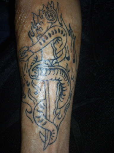 Cover up scarring ( before color) tattoo
