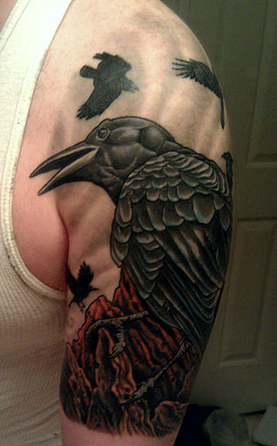 Crow Cover-up tattoo