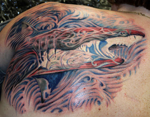 Stylized Shark tattoo