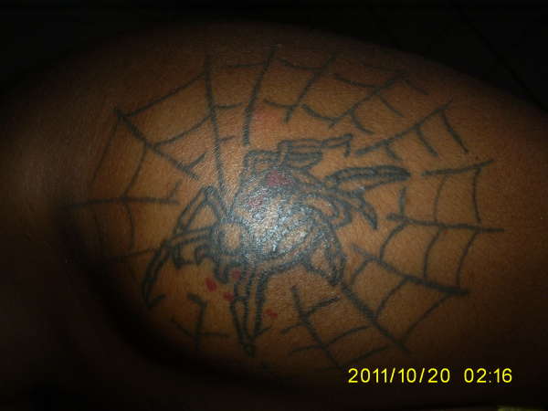 black widow  and web tattoo