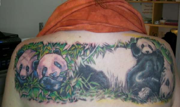 panda shoulder piece tattoo