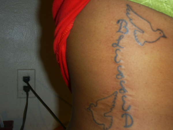 Blessed w/ Doves (on side) tattoo