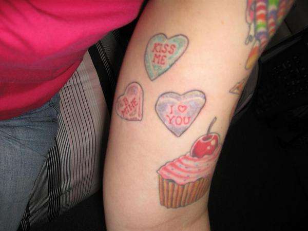 Candy hearts tattoo