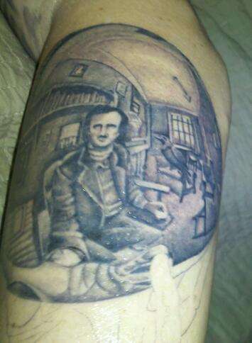Escher meets Poe tattoo