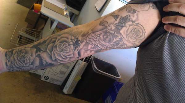 Inner arm, Blacke widow added, almost finished tattoo