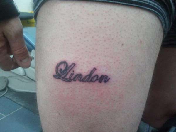 My name his leg! tattoo