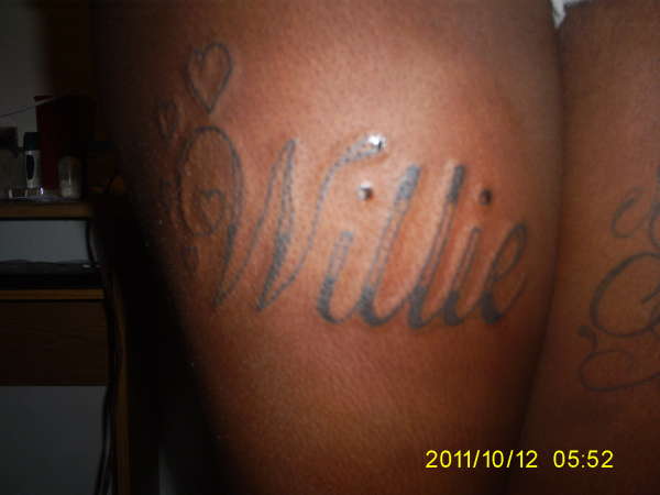 Name on Thigh tattoo