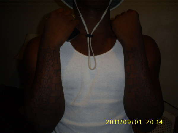 Respect  My Mind w/ flames and bricks part 2 tattoo