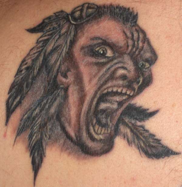 Screaming Indian tattoo