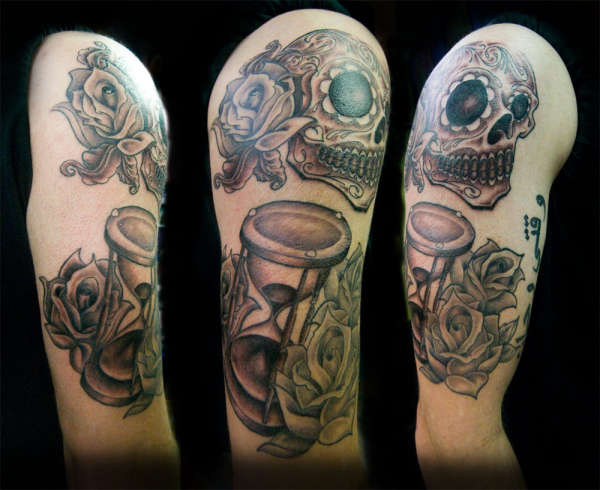 hourglass and some roses tattoo hourglass and some roses tattoo
