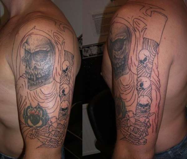 Freehand Grim Reaper cover up tattoo