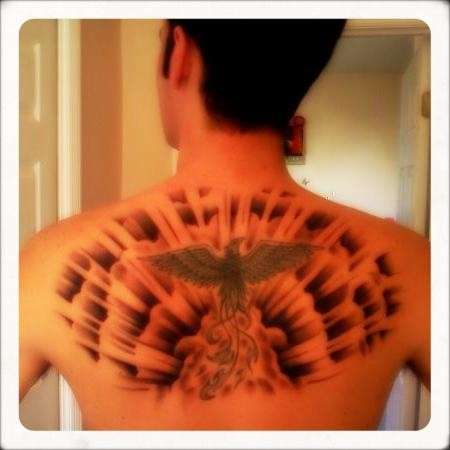 Phoenix and Clouds tattoo