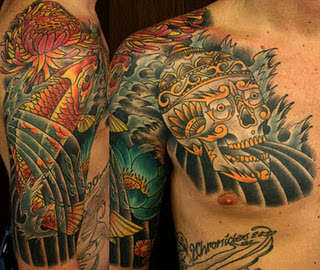 skull and koi tattoo skull and koi tattoo