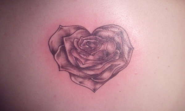 heart shaped rose tattoo