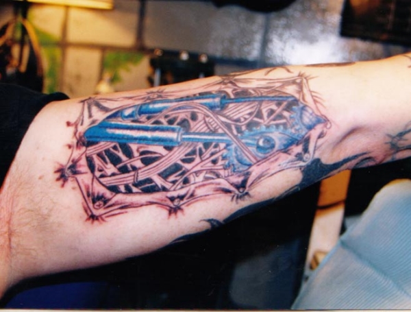 brimstone bio arm tattoo