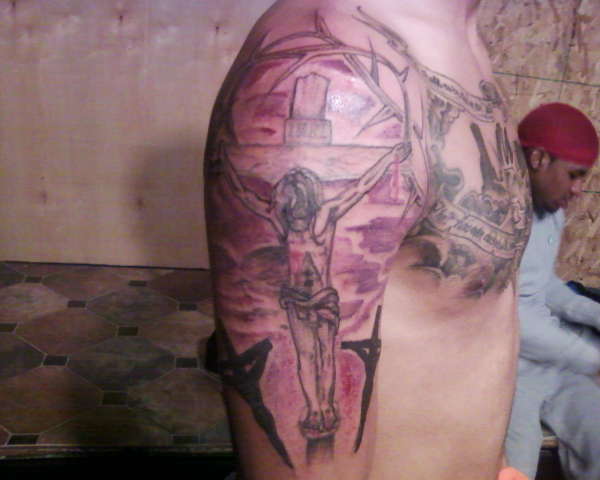 jesus on the cross....never forget...... tattoo