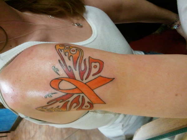 multiple sclerosis awareness butterfly/ribbon tattoo