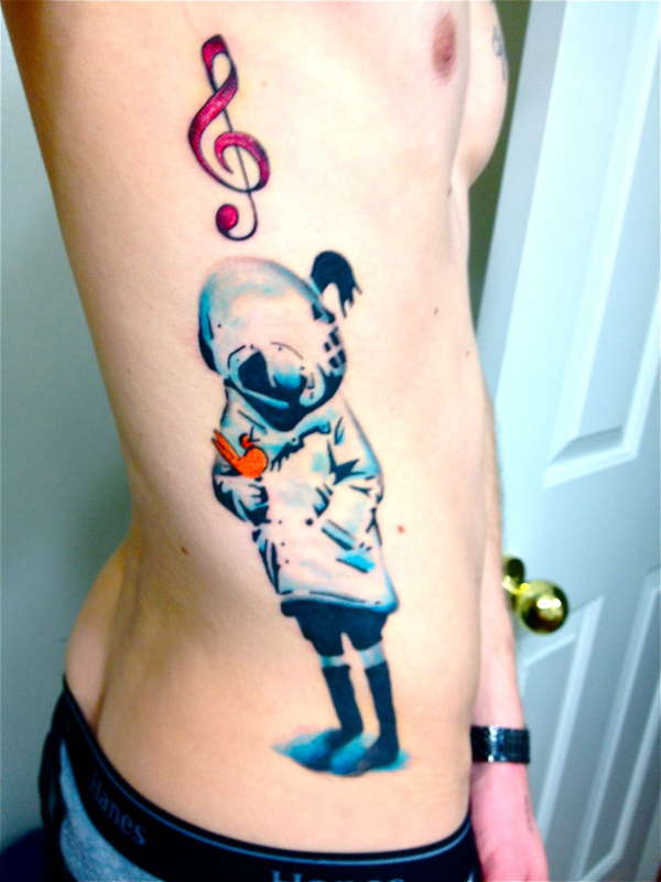 Banksy "Space Girl & Bird" tattoo