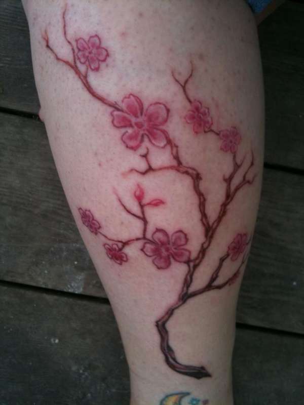 Cherry blossoms, on my calf. tattoo