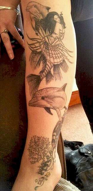 Mermaid/dolphin/underwater lower leg piece! tattoo