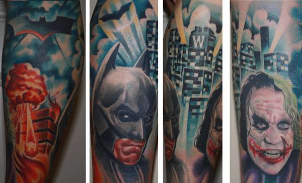 Batman and Joker from The Dark Knight tattoo.