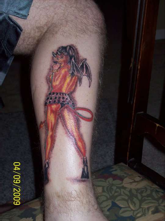 hot she devil pinup tattoo.
