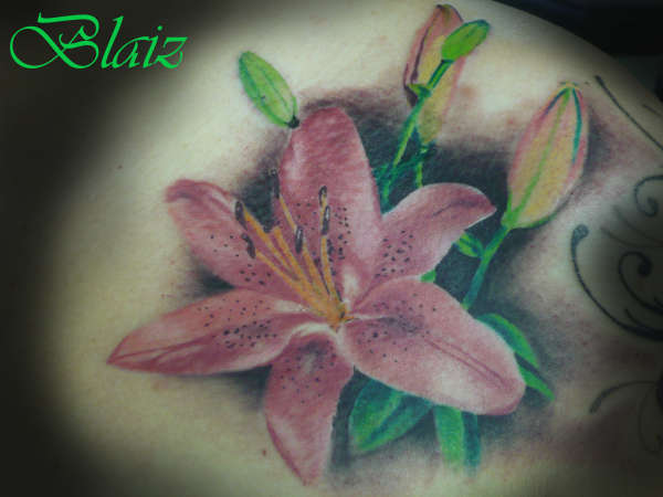 pink flower tattoo