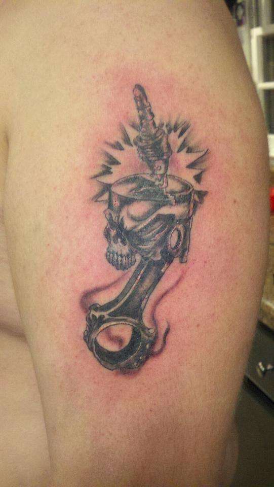 piston skull tattoo