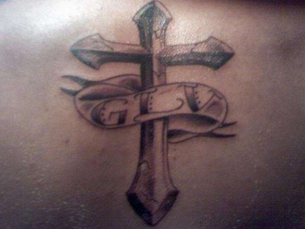 Cross memorial tattoo