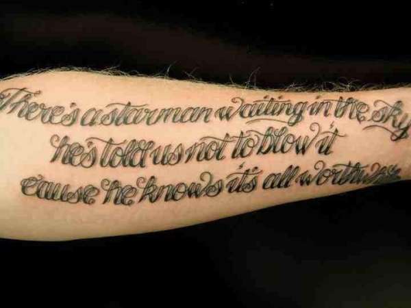 David Bowie lyrics memorial to my father tattoo