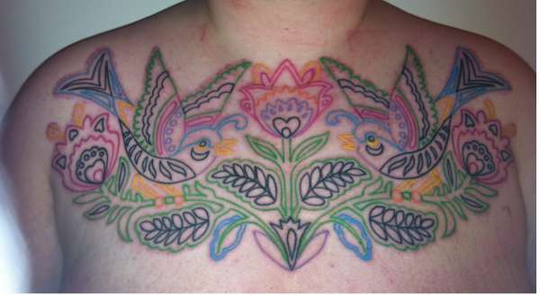 Folk Art Birds and Flowers tattoo