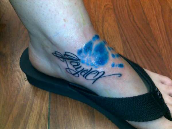 Handprint & Child's name foot tattoo tattoo