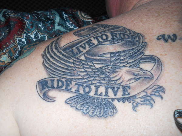 Live To Ride Eagle tattoo