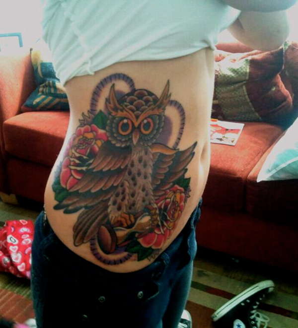 Traditional Owl tattoo