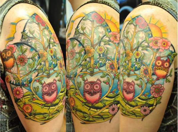 Whimsical Owls tattoo